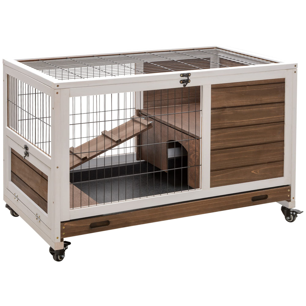 Wooden Rabbit Hutch Indoor Outdoor, Elevated Bunny Cage