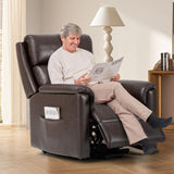 Chair for Elderly-Electric Leather Lift Chair Remote Control, Ergonomic Recliner Chair with Side Pocket, Spacious Seat-Chocolate