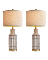 Lamps Set of 2 - Table Lamps for Bedroom - Modern Living Room Lamps - Brown Ceramic