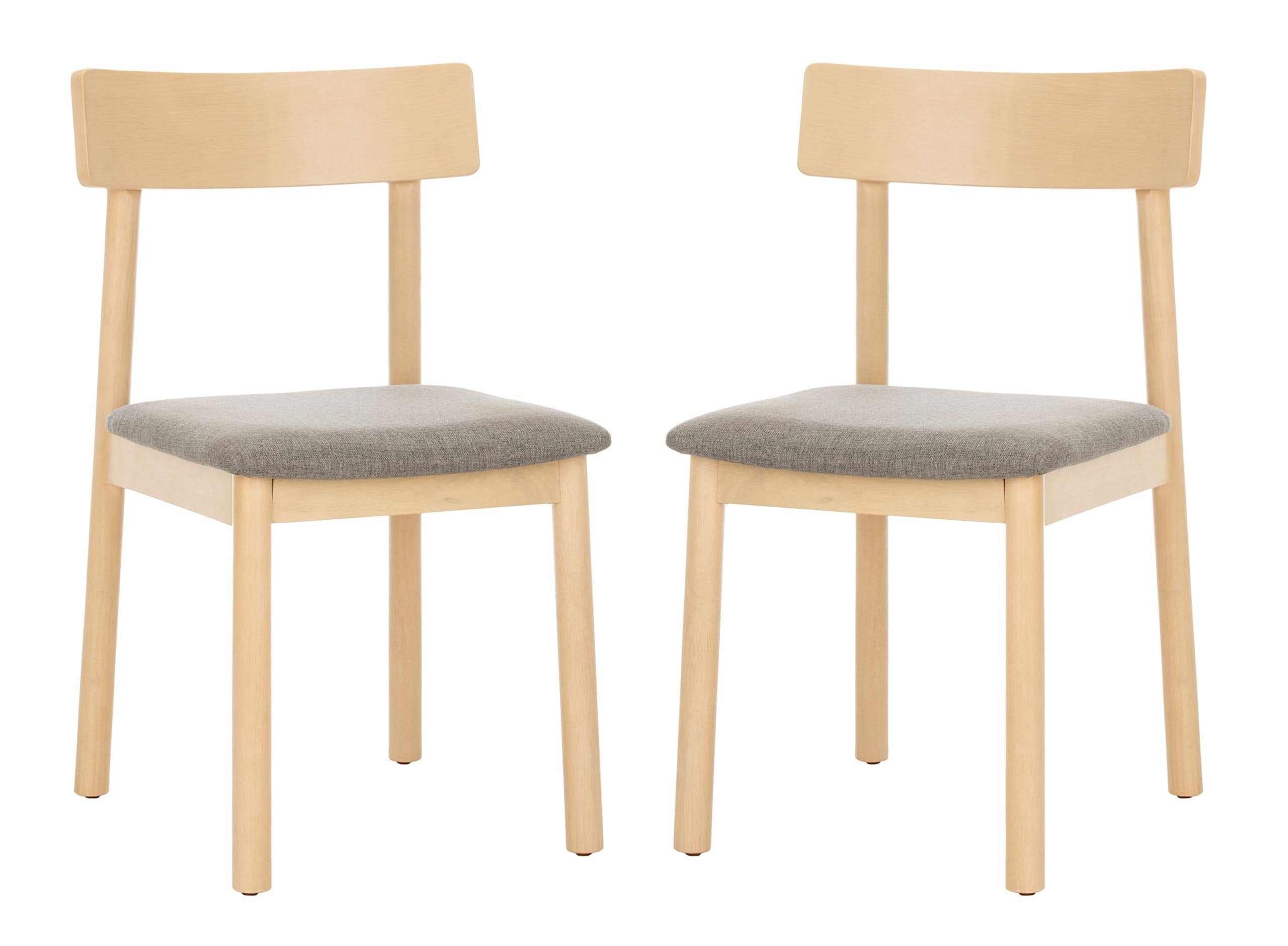 Home Lizette Retro White Oak and Grey Cushion Dining Chair, Set of 2