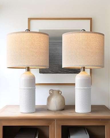 23.25 inches Modern Ceramic Table Lamp Set of 2 for Living Room
