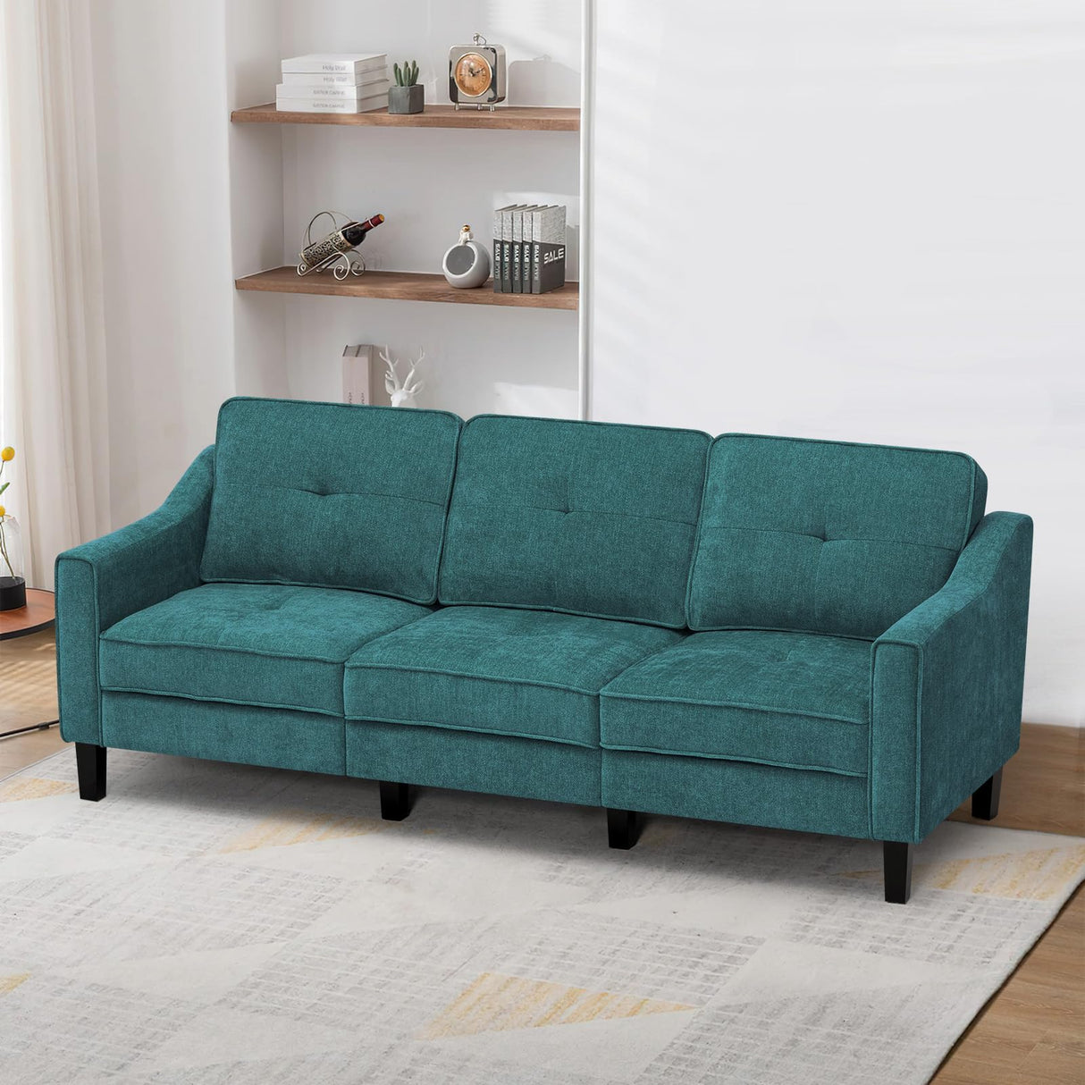 84 Inches Fabric 3-Seats Sofa with Tufted Backrest Cushion, Chenille Modern Couch