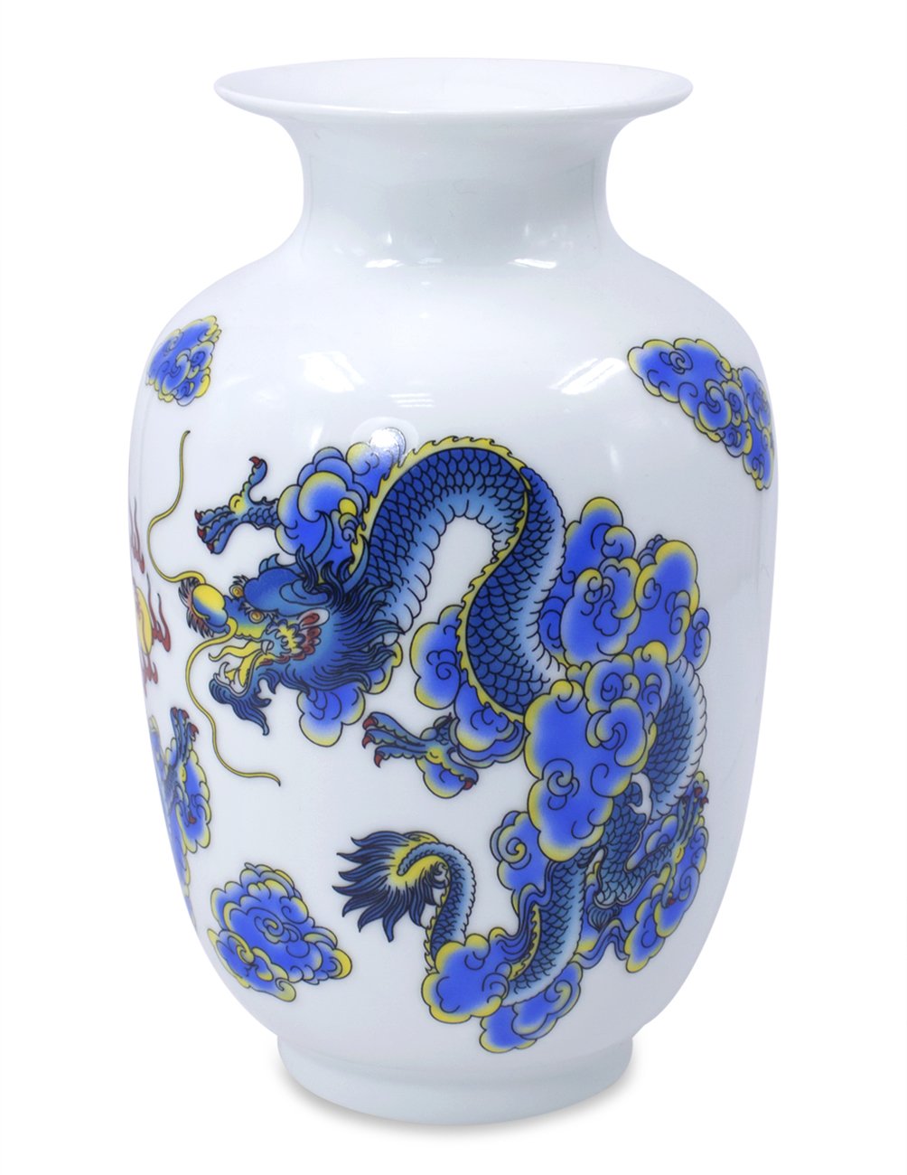 Blue and White Vase, Handmade Chinese Porcelain Flower Vase, Dragon Motif