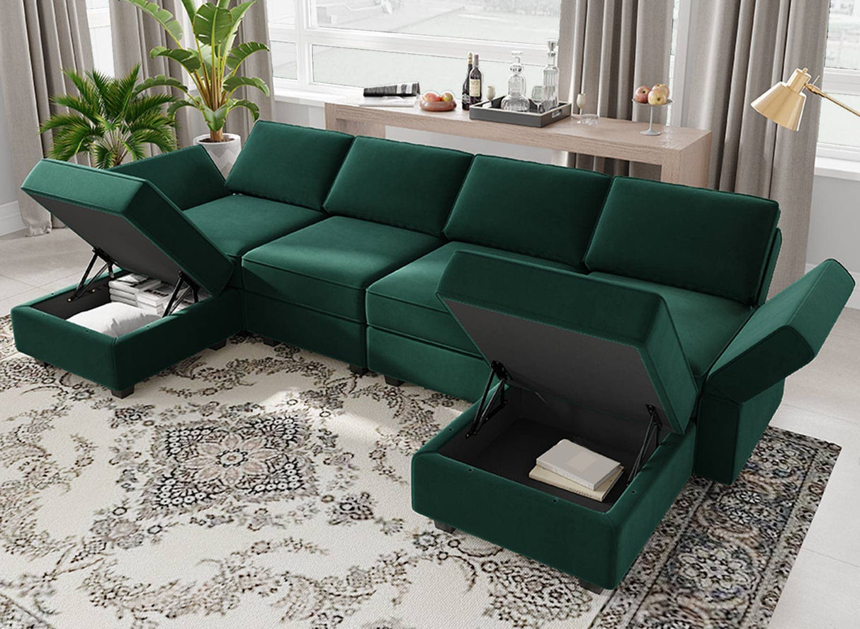 Modular Sectional Sofa Oversized U Shaped Sectional Couch with Reversible Chaise Velvet