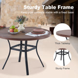 Round Patio Dining Table, 42 inch Metal Outdoor Dining Table with Umbrella Hole