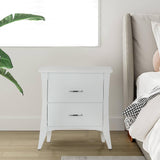 Contemporary Style 2 Drawers Wood Nightstand, White