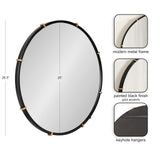 Venturi Modern Round Metal Wall Mirror - 27 Inch Black & Gold