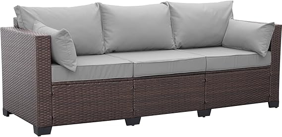 Seat Patio Wicker Sofa
