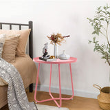 Outdoor Side Table, Small Round Patio Table Weather Resistant Steel, Small Accent End Table