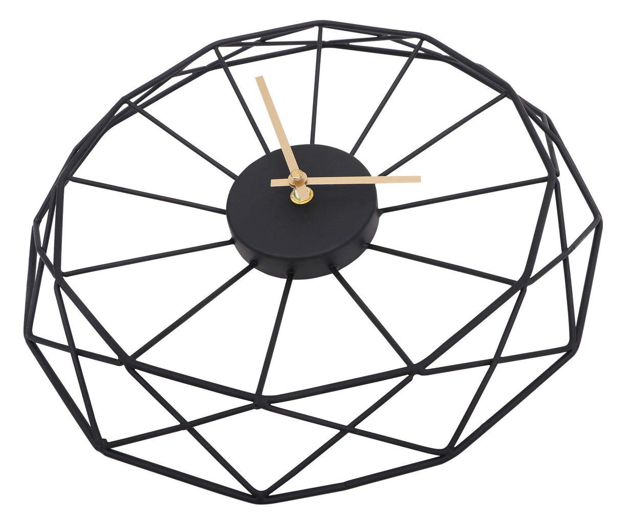 Modern Abstract Artsy 14 inches Black Iron Frame Gold Minute Hour Hand Wall Clock