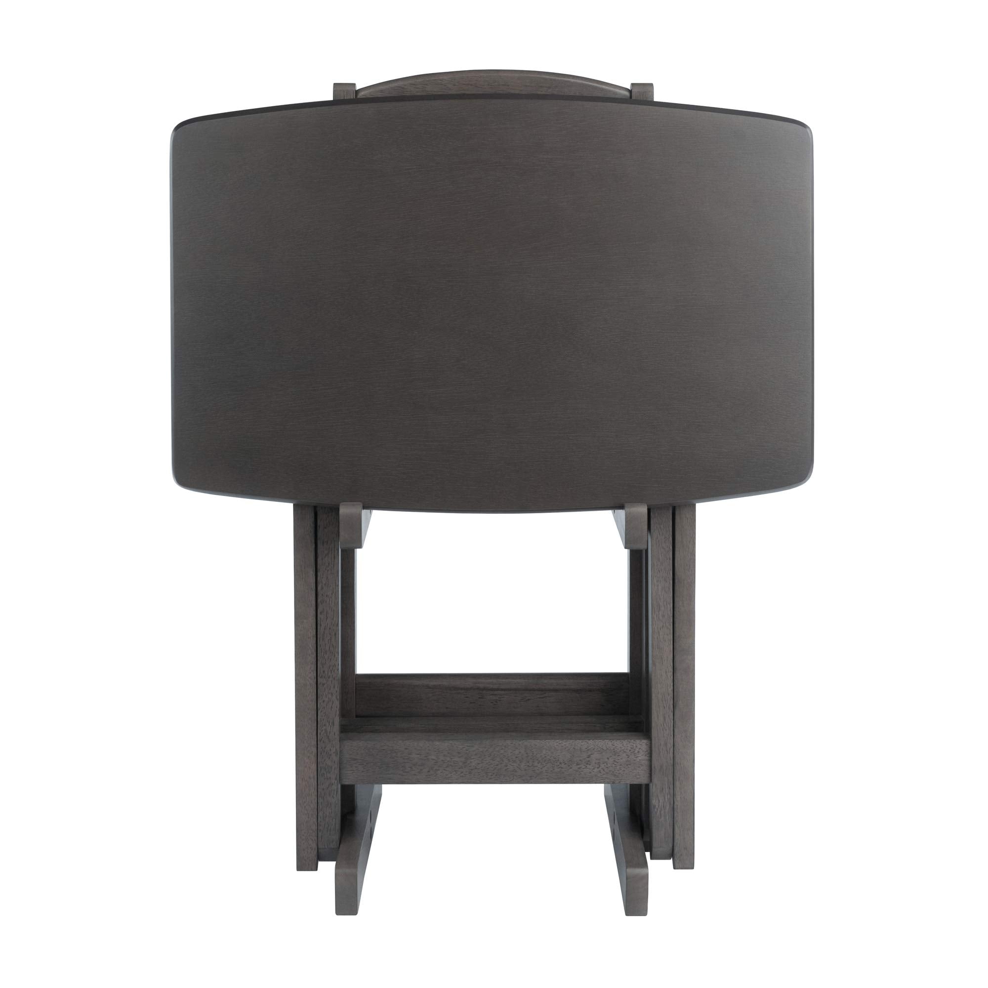 Dorian Oversized Snack Table Set, Oyster Gray (Brown Base) (replace color may vary).