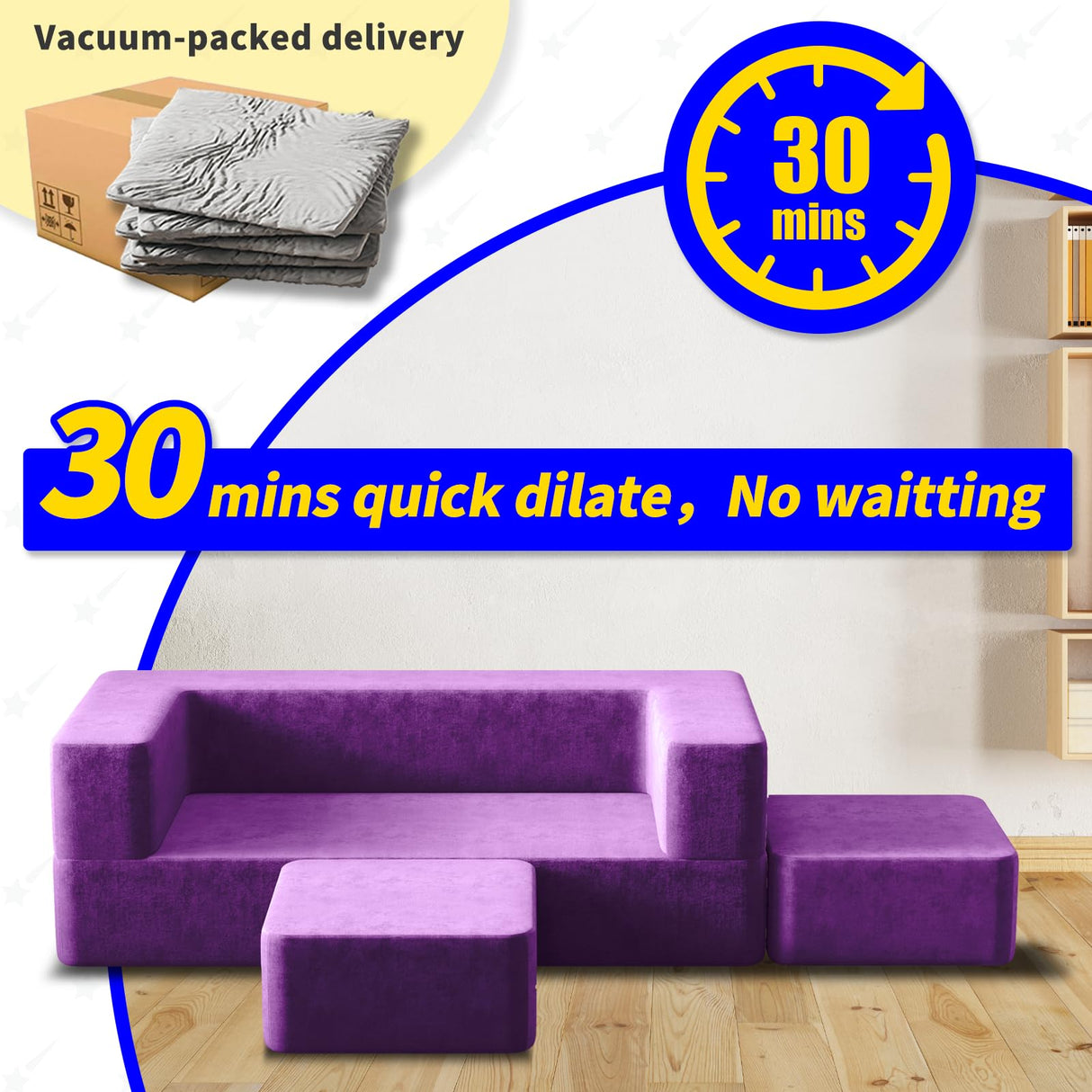 Kids Couch, Toddler Couch with Washable and Durable Covers, Modular Kids Sofa Couch