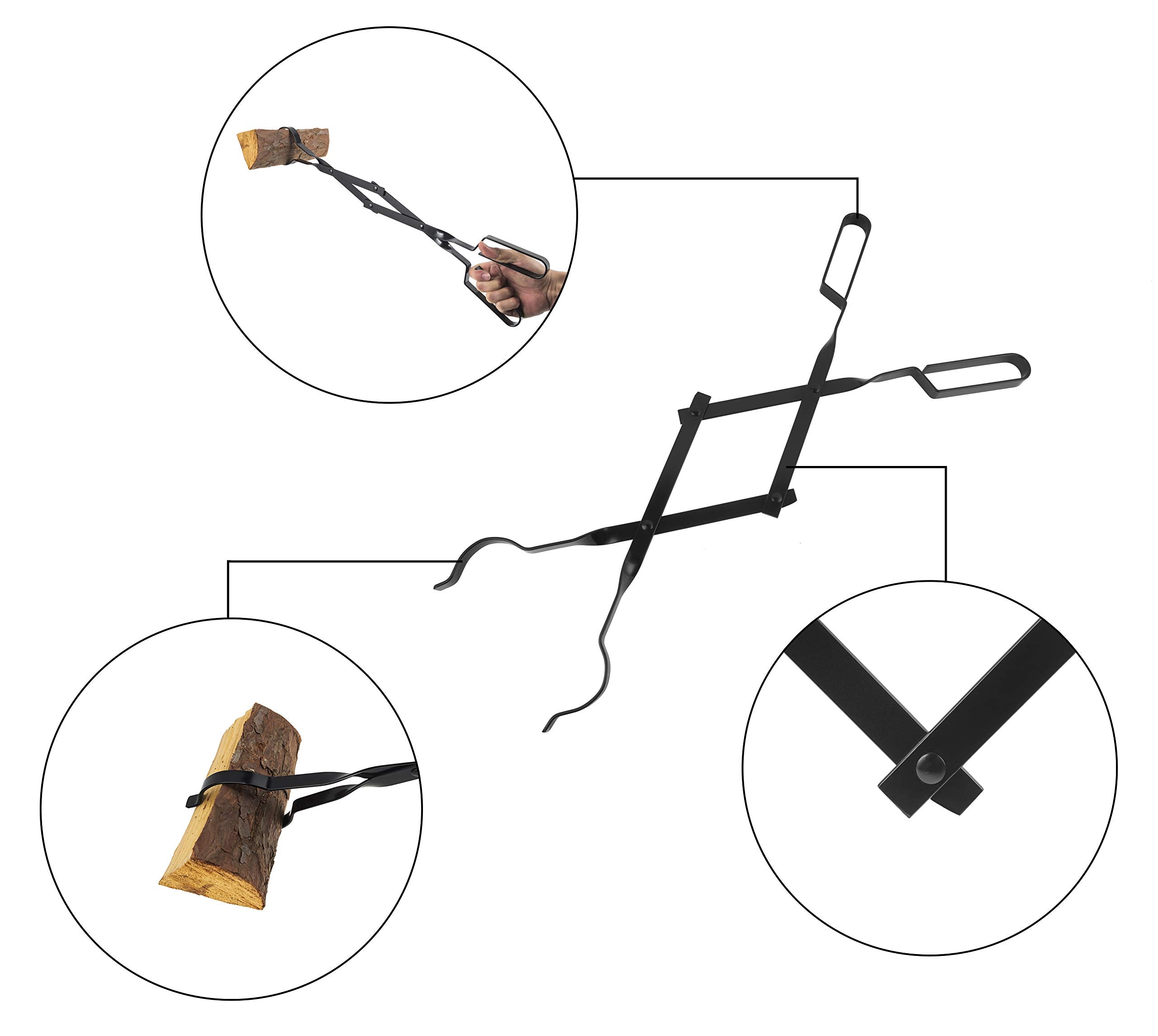 26-Inch Campfire Fireplace Tongs and Wood Fireplace Bellows Leather Fire
