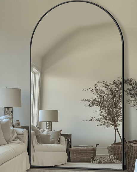 Full Length Mirror, 44"x76" Oversized Floor Mirror, Arched Full Body Mirror