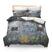 Printed Comforter Cover Set Twin Size Wall Stone Pattern Texture Painting Graffiti