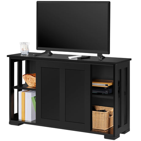 TV Stand, Wooden Storage Console Table with Sliding Door and Adjustable Shelf