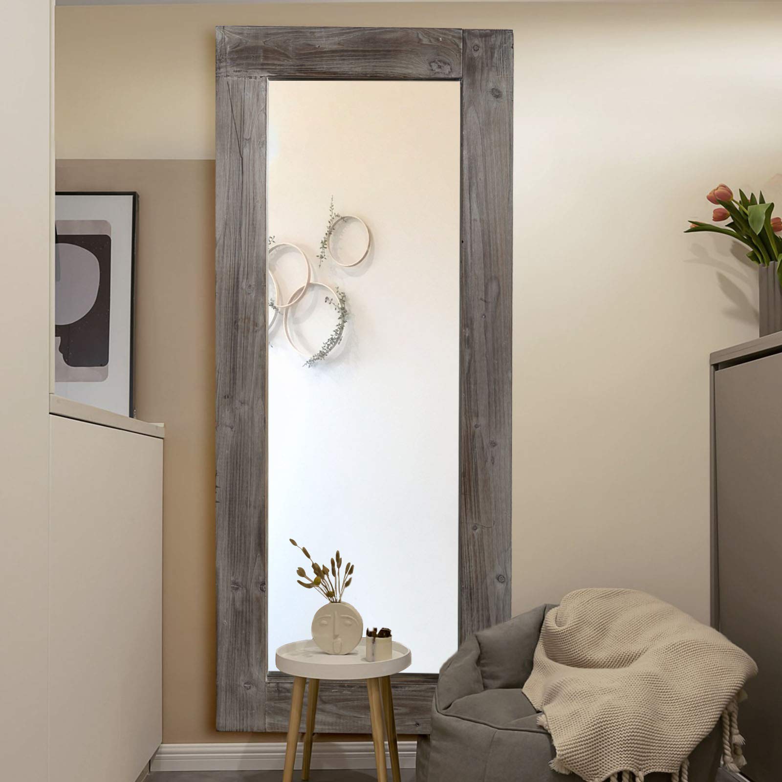 Full Length Dressing Mirror - Solid Wood Frame Floor Mirror 58"x24"