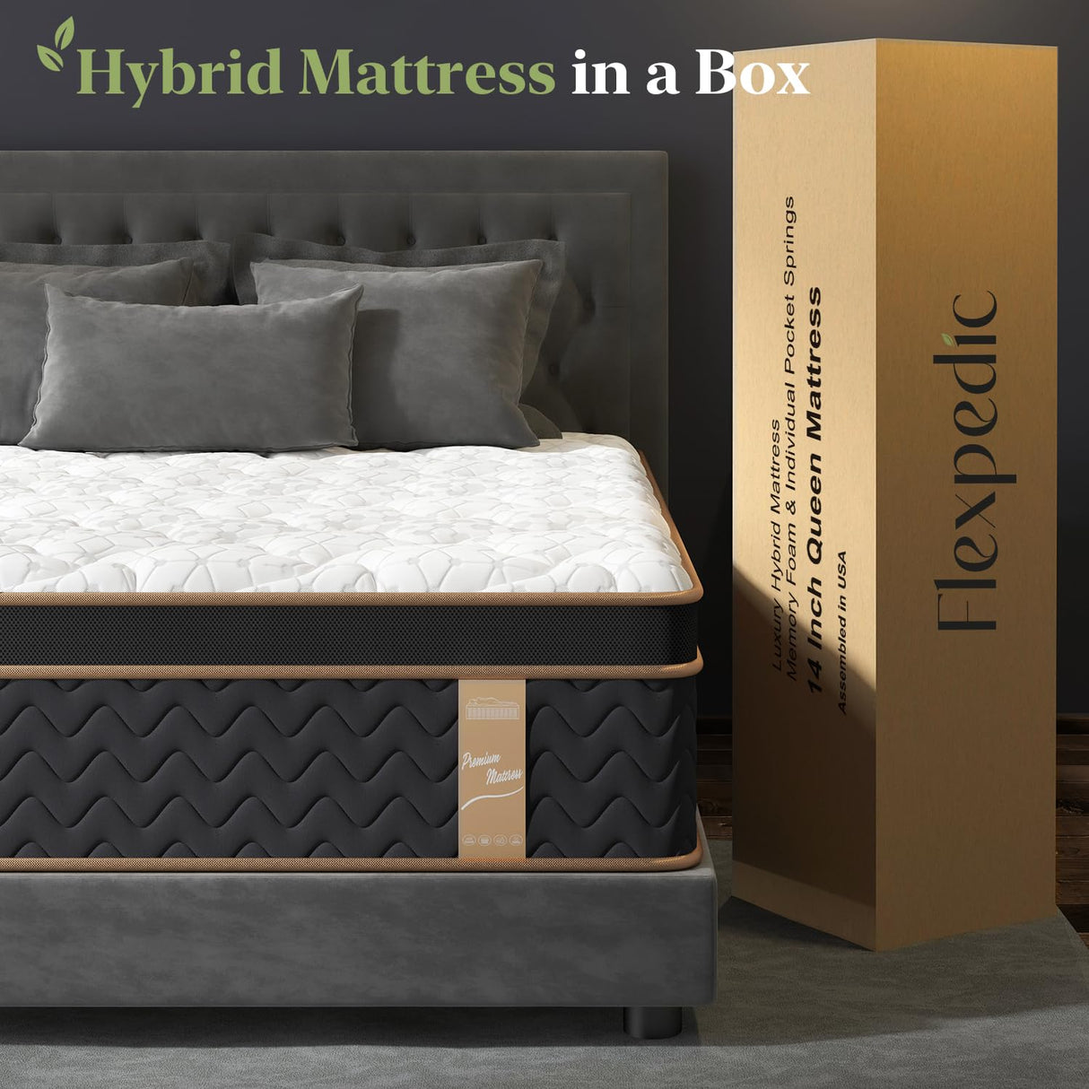 Queen Mattress, 14 Inch Hybrid Mattress with Gel Memory Foam