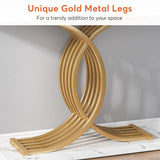 Tribesigns Gold Entryway Table, Modern 39-Inch Console/Accent Table with Geometric Metal Legs, Faux Marble Narrow Wood Sofa Table, Foyer Table for Entrance, Living Room (Gold & White)