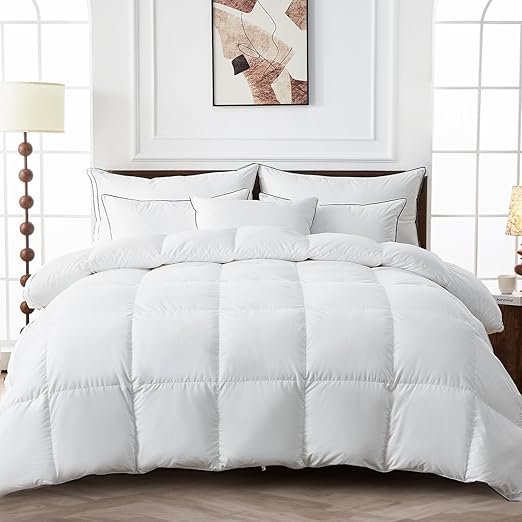 Premium Down Feather Fibers Comforter Twin, All Season Duvet Insert