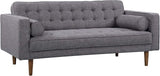 Element Loveseat in Dark Grey Linen and Walnut Wood Finish, 67 x 30 x 34