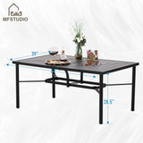 64" Large Metal Outdoor Dining Table, Black Rectangle Patio Table Furniture