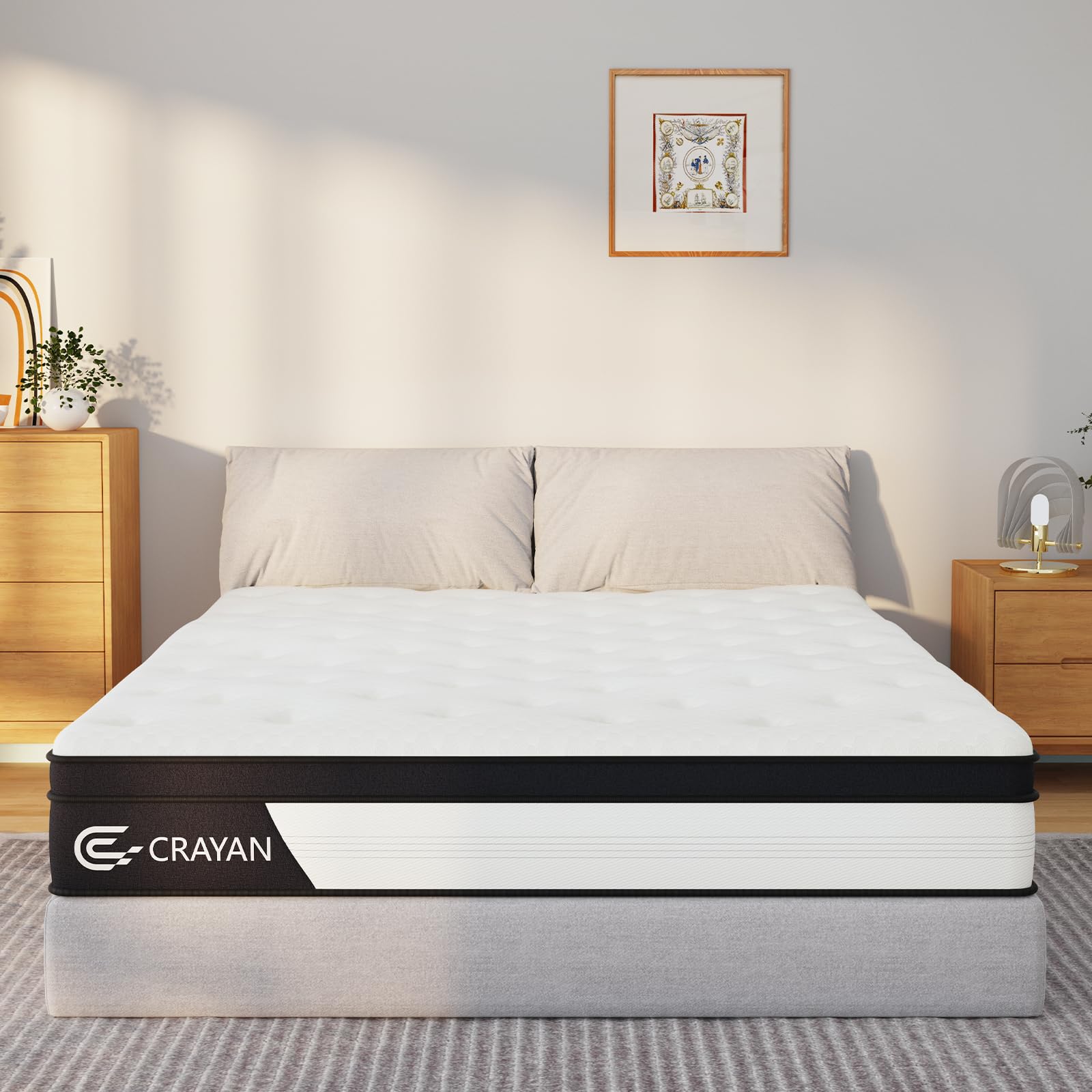 Queen Size Mattress, 12 Inch Hybrid Memory Foam Mattress in a Box