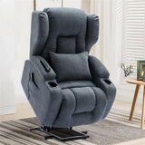 Recliner Chair,Linen Fabric Power Lift Recliner with Heat & Massage,Single Lazy Sofa