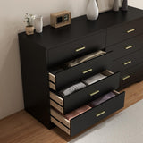 8 Drawer Wood Lateral Dresser, Big Wide Chest of Drawers Storage Organizer