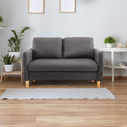 47" Small Couch, Linen Loveseat Sofa Dark Grey Mini Couch Mid Century Modern Decor