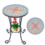 Mosaic Outdoor Side Table, Round Rustproof Patio Table