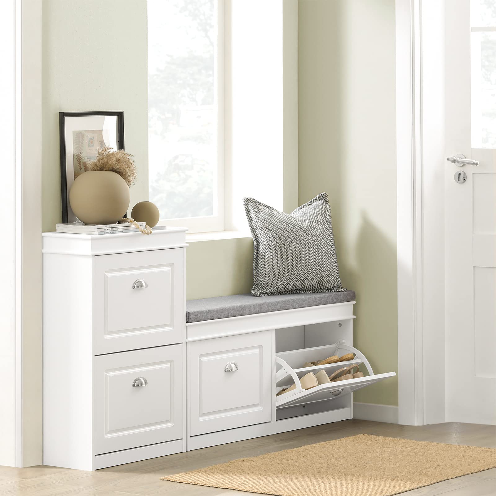 White Shoe Storage Bench