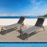 Patio Chaise Lounge Set, Aluminum Pool Lounge Chairs with 5 Adjustable Position