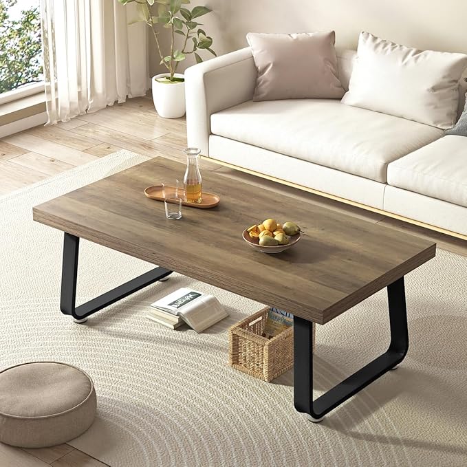 Wooden Coffee Table, Industrial Rectangle Center Table, Modern Minimalist Coffee Table