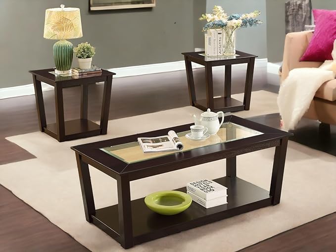 Contemporary Rectangle 3-Piece Occasional Table Set includes Lift Top Coffee Table