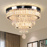 16" Crystal Chandelier 2 Rings Crystal Ceiling Light Fixture Modern Chandelier LED Chandeliers Light Fixture for Dinning