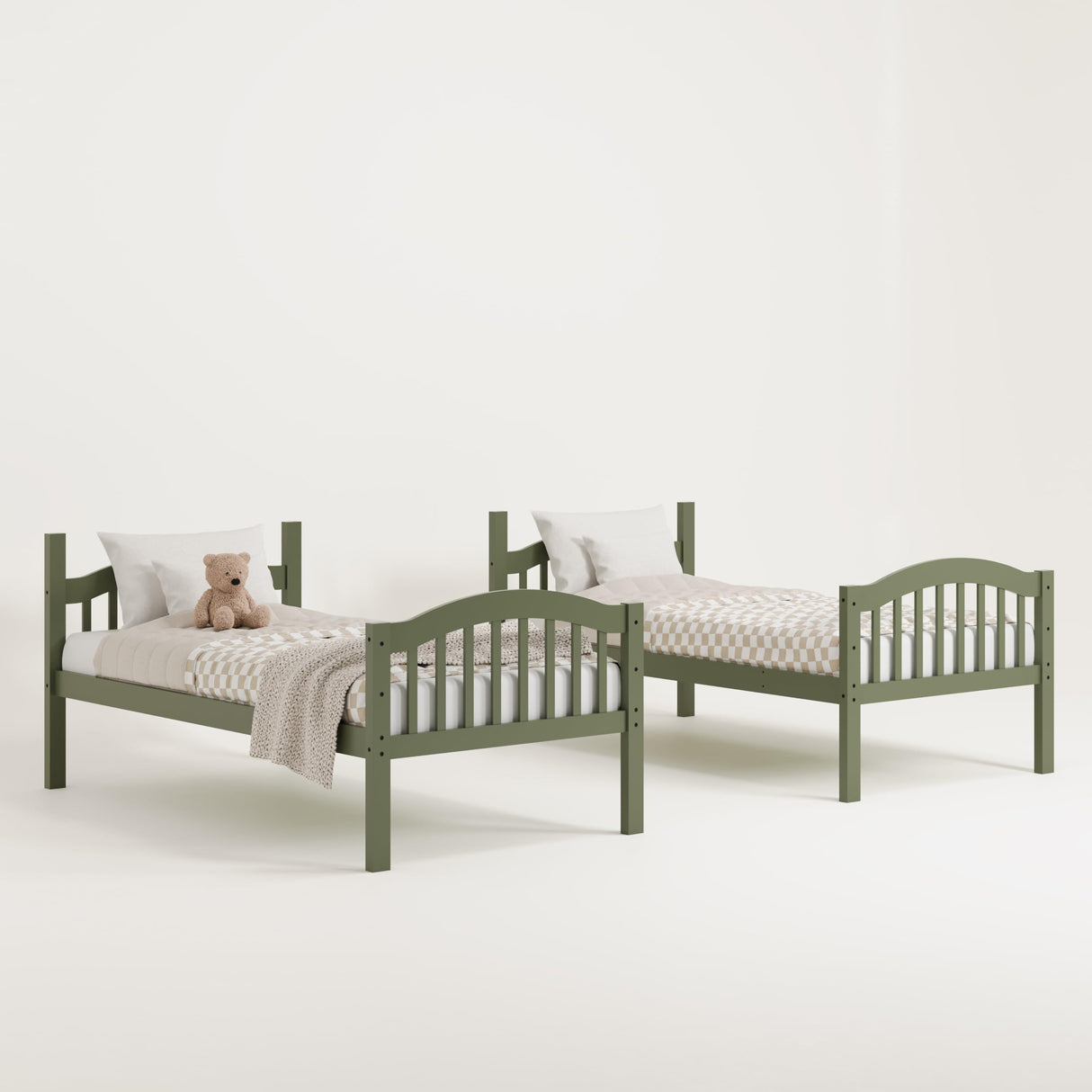 Twin-Over-Twin Bunk Bed (Olive) - GREENGUARD Gold Certified, Converts to 2 Individual