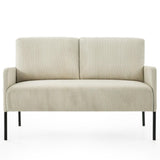 44" W Beige Loveseat Sofa Chair, 2-Seater Modern Corduroy Couch with Pillows