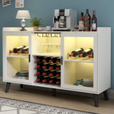 Wine Bar Cabinet with LED Light, Home Coffee Cabinet with Wine Rack and Glass Holder