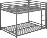 Metal Bunk Bed Frame for Kids, With Built-in Ladder, High Guardrail and Metal Slats, Floor Bed Bottom Bunk, No Boxspring Required, For Small Spaces, Full-Over-Full, Black