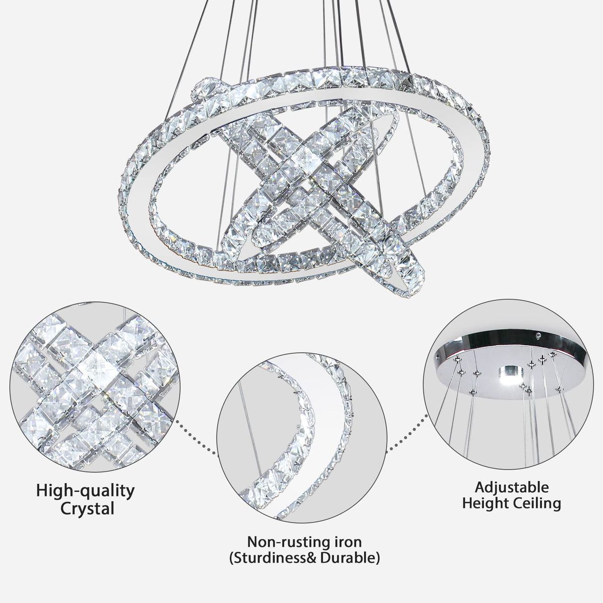 Modern Crystal Chandeliers LED Chandelier Pendant Lights Chandelier Rings Pendant Light