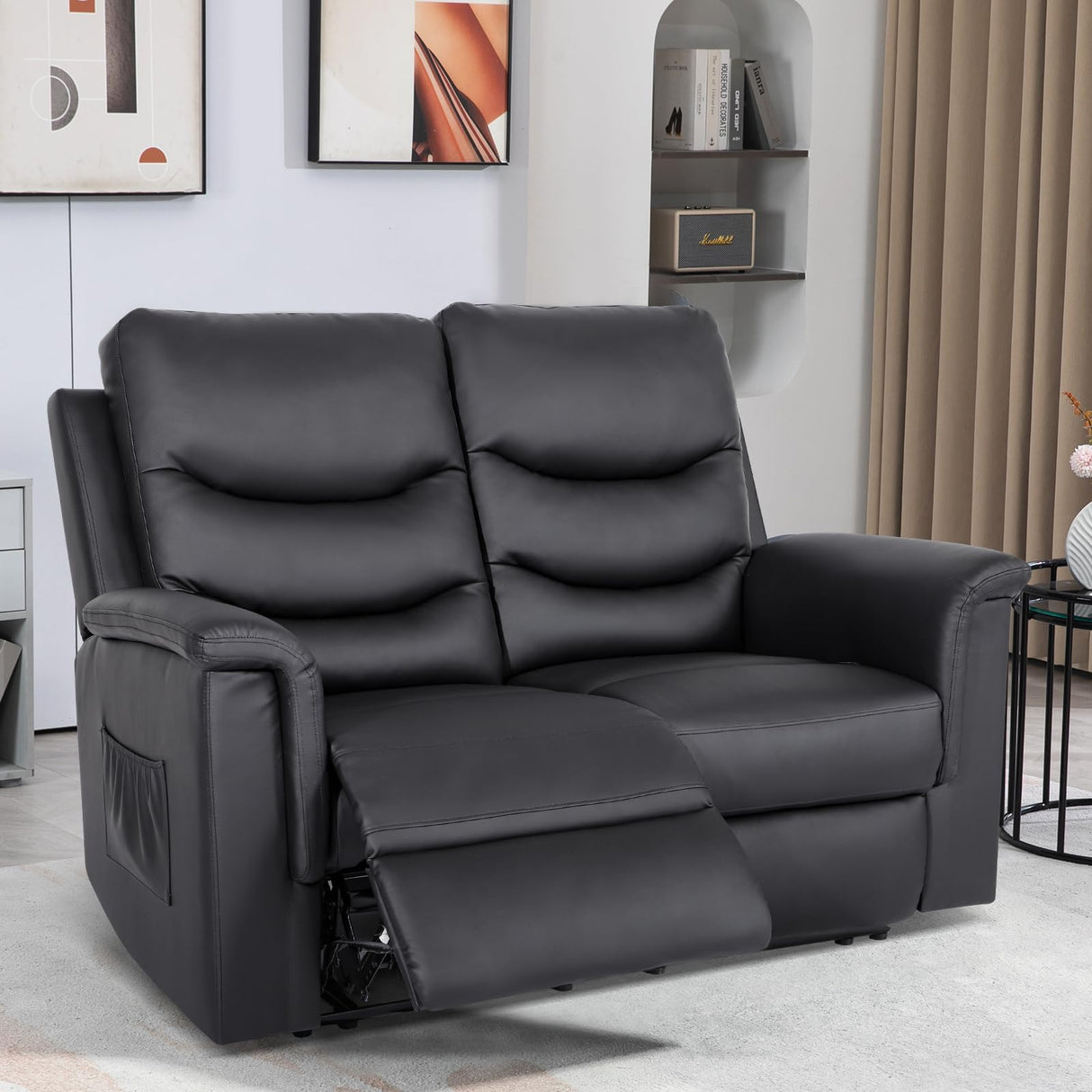 Loveseat Recliner, Double Recliner Chair with Adjustable Footrest