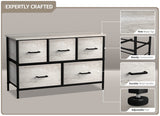 Dresser with 5 Faux Wood Drawers - Storage Unit Organizer Chest for Clothes
