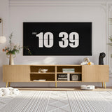 86 Inch TV Stand with Fluted Design and Adjustable Shelves