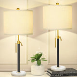 Lamp Modern Set of 2: 22" to 30" Height Adjustable Pull Chain Switch for Living Room Bedroom End Table,