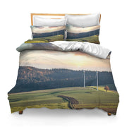 Comforter Set Girls Comforter Sets Bedding Set 3pc King Size Windmill Field Land Trees Forest Vitality Wind Energy Revolution Wind Turbines Environmentally Friendly Power Generation Renewable Energy B