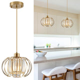 Gold Pendant Light Fixture, Modern Crystal Pendant Lights Kitchen Island, 1-Light