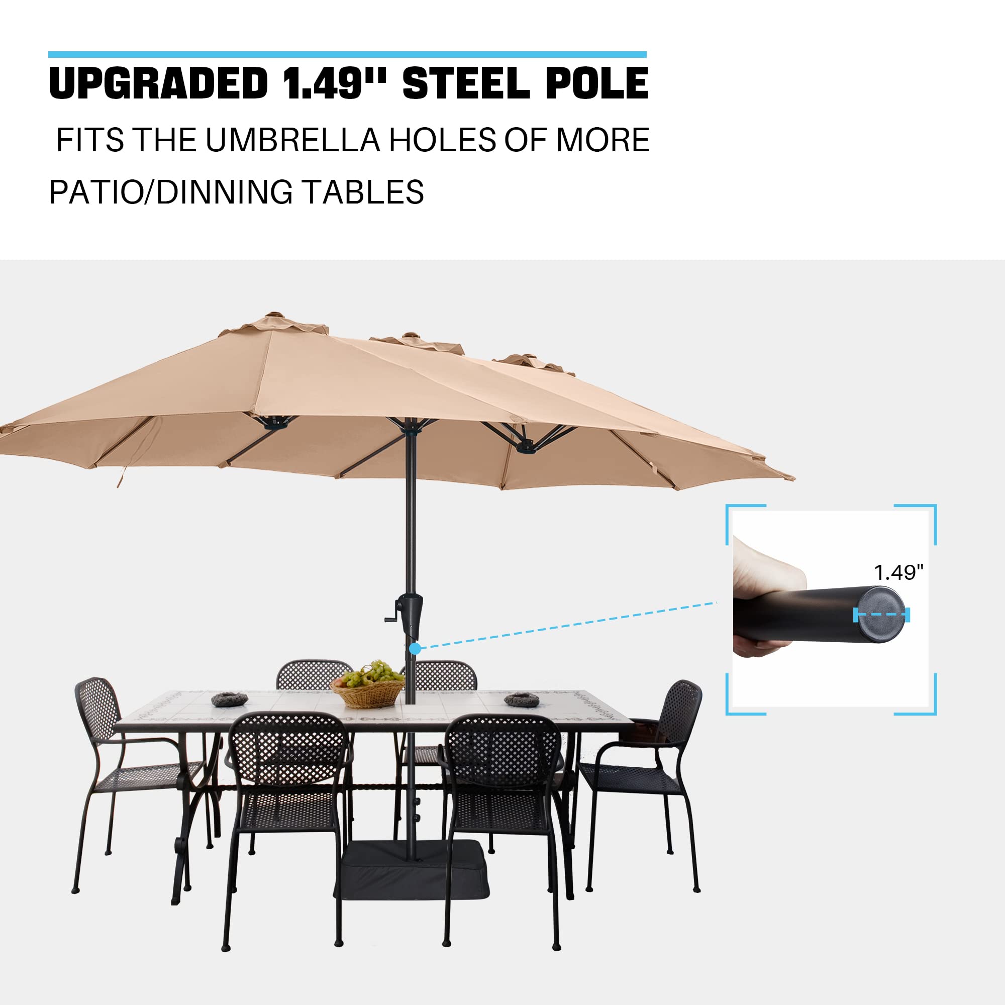 13FT Outdoor Patio Umbrella with Base Included, Double Sided Pool Umbrellas