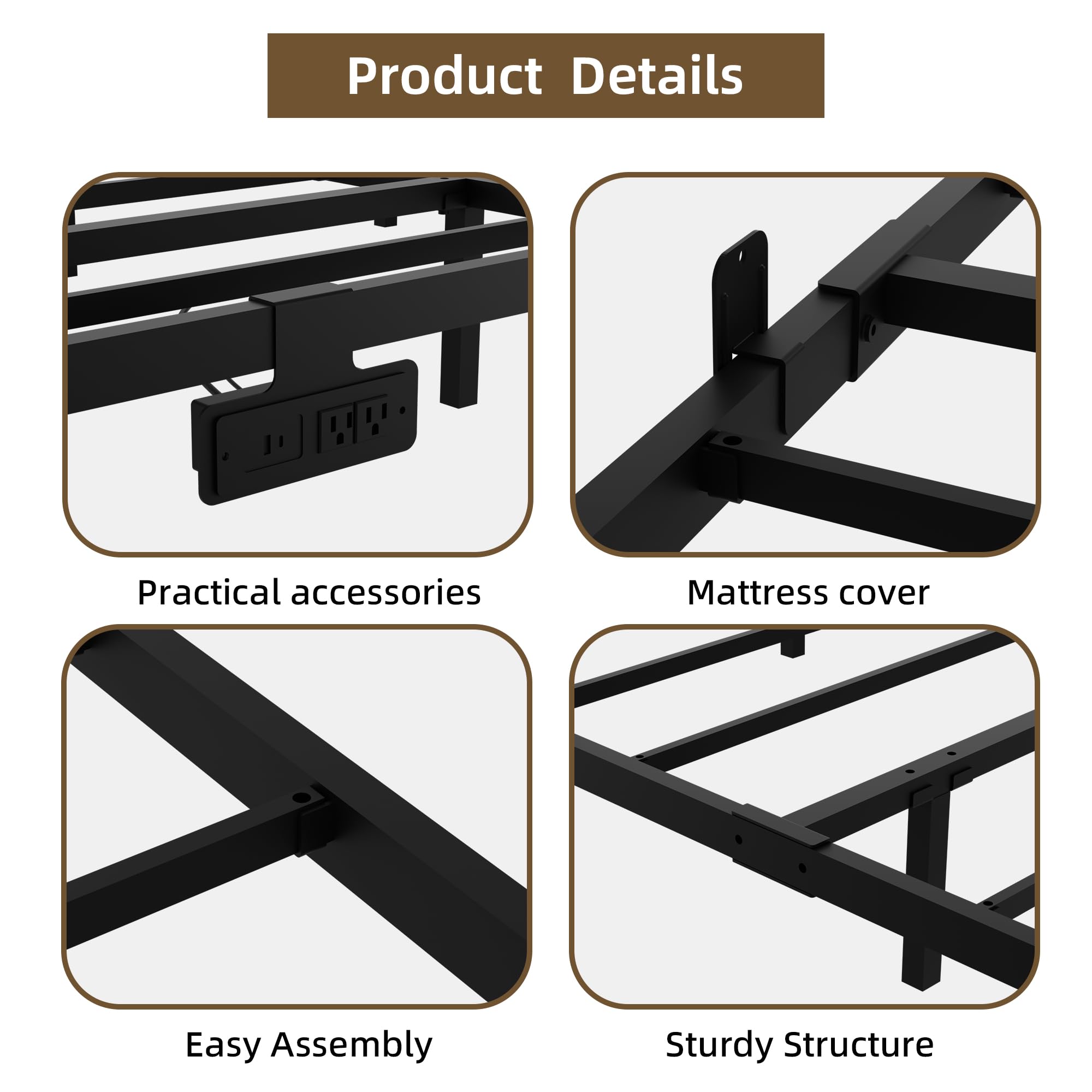 California King Floating Bed Frame with LED Lights