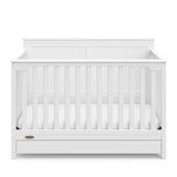 5-in-1 Convertible Crib with Drawer (White) – GREENGUARD Gold Certified, Crib